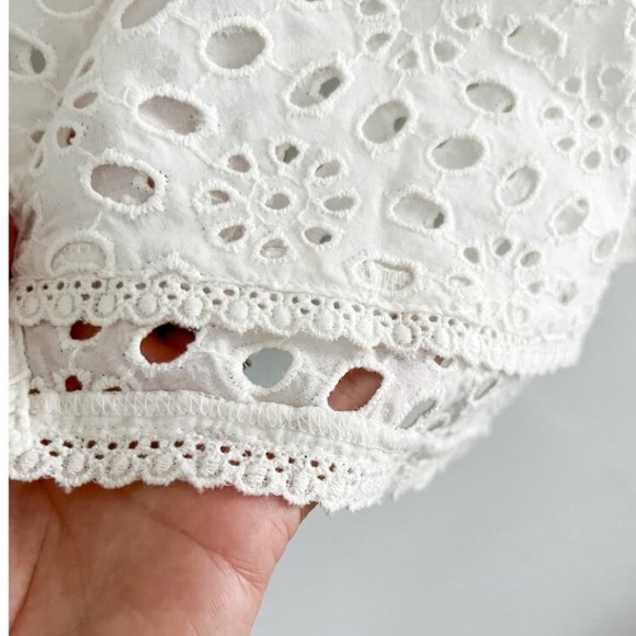 ALLSAINTS | NWT | Tila Puff Sleeve Cotton Eyelet Top | Chalk White | Sz 8 - Picture 6 of 13